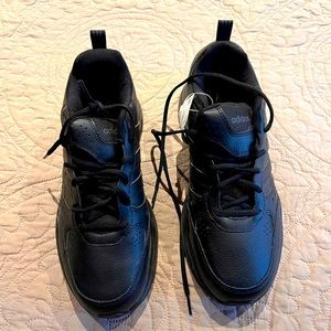 Adidas black leather runners